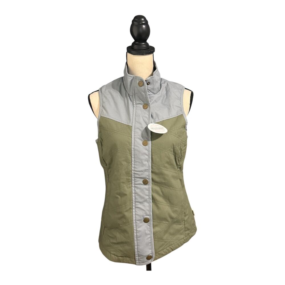 Magellan Outdoors NEW Womens Green Gray Campfire Quilted Full Zip Vest Sz M Warm
